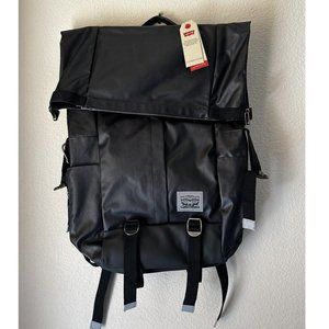 New Levi’s Leather Backpack With Laptop Sleeve Black Retail $100